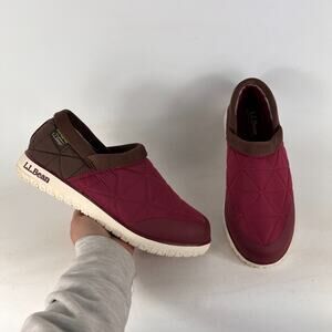 LLBean primaloft women's size 9 maroon hard bottom comfort minimalist slippers